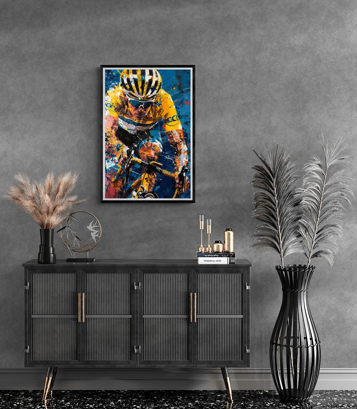 Lance Armstrong Poster |Fiets Legende Muurkunst | Sporticoon Kunstwerk