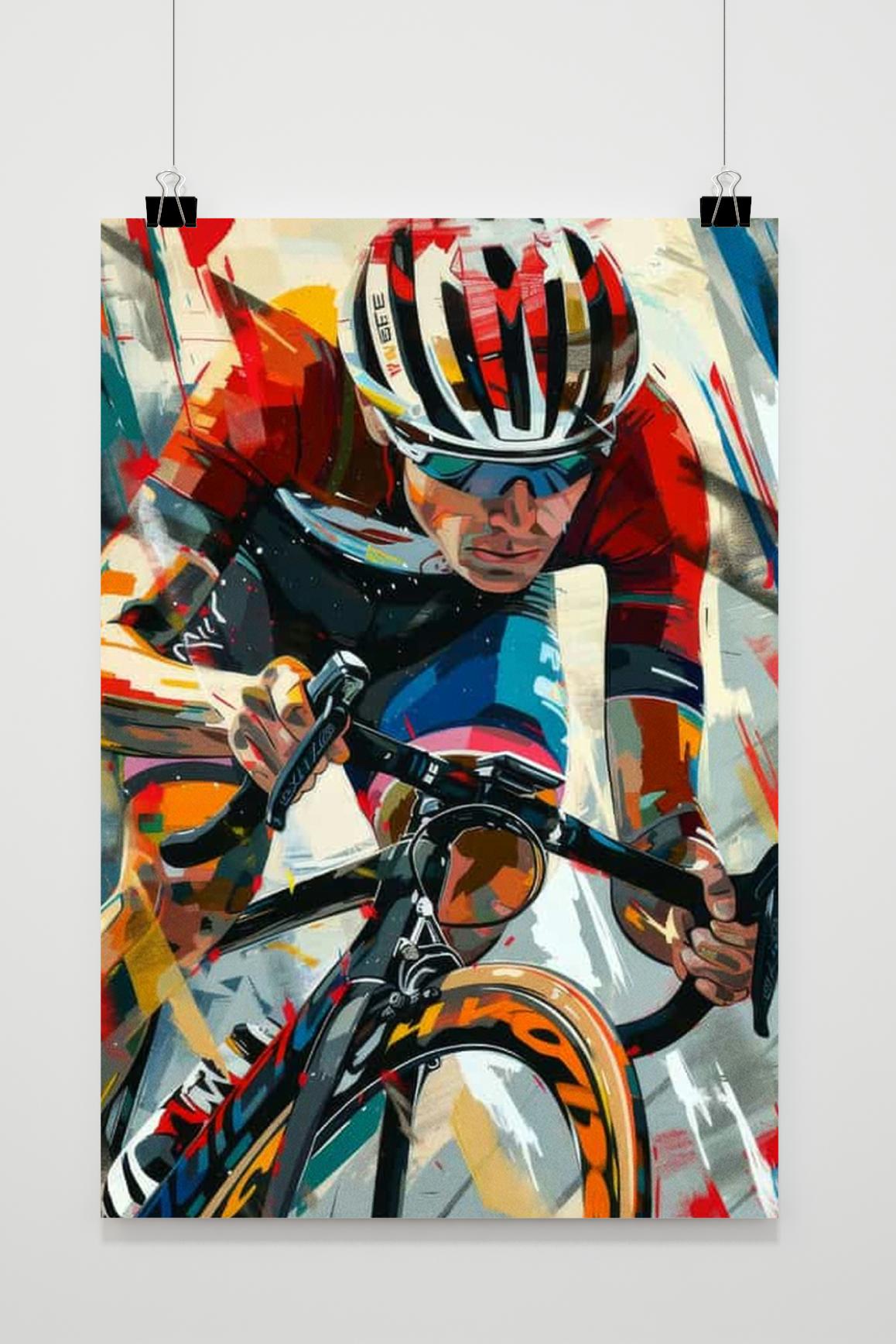 Cyclist Art Poster | Muurdecoratie Wielrennen Fiets
