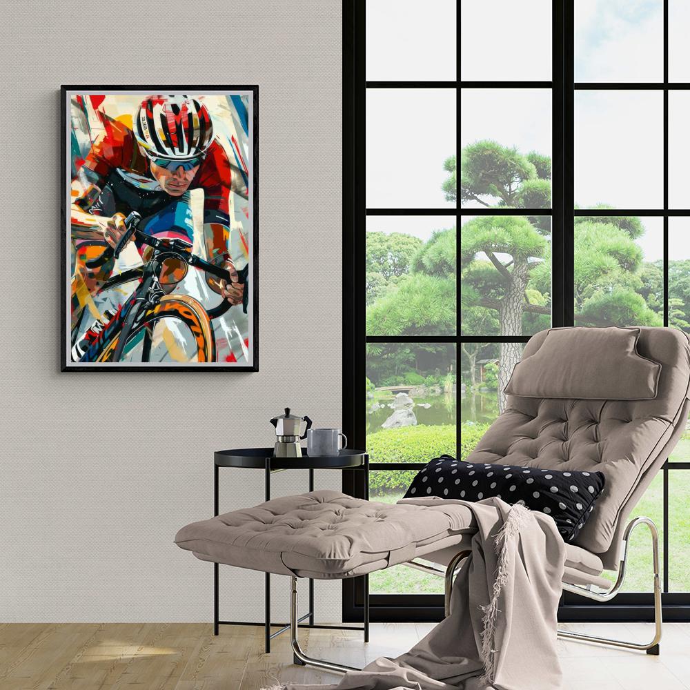 Cyclist Art Poster | Muurdecoratie Wielrennen Fiets