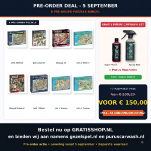 SUPERDEAL! Alle 8 pre-order puzzels voor 5 september 2026 met korting en GRATIS artikelen